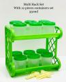 Plastic Kitchen Spices Bottles Organizer Good Quality Multi-Purpose 2 Layers Rack With 12 Pcs Spices Containers Set. 