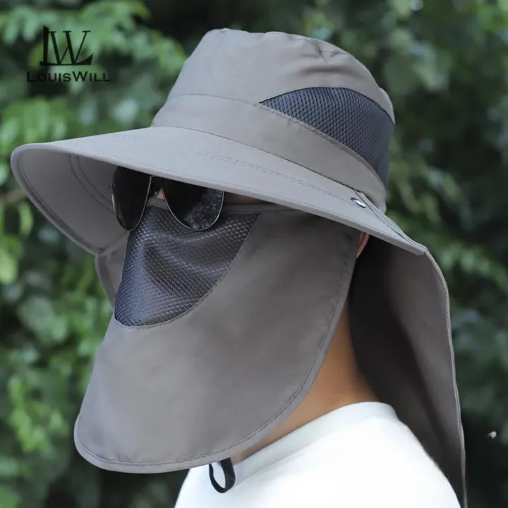 LouisWill%20Men's%20Sun%20Hat%20Fashion%20Fisherman%20Hat%20Summer%20Sun%20Protection%20Hat%20Outdoor%20Hiking%20Hat%20Anti-UV%20Hats%20Quick%20Dry%20Fisherman%20Cap%20Visor%20Hat%20With%20Removable%20Face%20Cover%20Windproof%20Strap%20Sports%20-%20Image%209