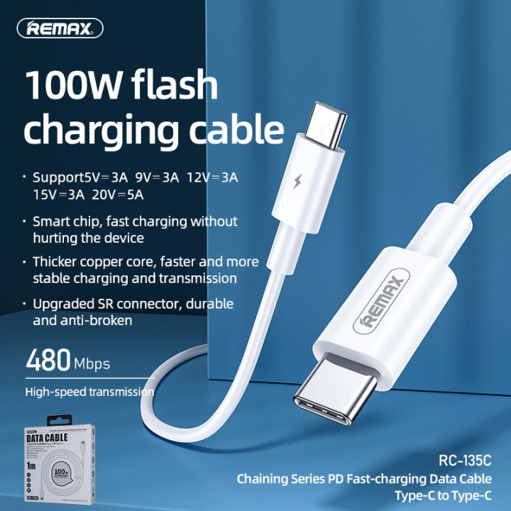 Remax%20Chaining%20Series%20RC-135C%20Type-C%20to%20Type-C%20PD%20Charge%2018W%20Fast%20Charging%20Data%20Cable%205A%20Output%20Supe%20-%20Image%205