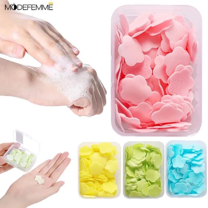 Portable Flower Shape Soap Flakes / Skin Friendly Disinfecting Soap Paper / Disposable Boxed Soap Slice for Travel