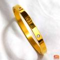 Gold Plated Guaranteed Plain Lock Bangle For Women - FREE BOX INCLUDED FB-B. 