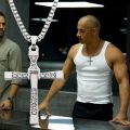 Fast and Furious Cross Necklace Rhinestones pendant Men's Chain Dominic Toretto Stainless Steel Choker Jewelry Accesories Gift. 