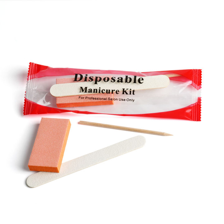 NEW 100 Sets 3Pcs Disposable Manicure Kit Nail Tools Nail Buffer File Set for Pedicure