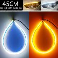 2x DRL 45cm Daytime Running Light Flexible Soft Tube Guide Car LED Strip White Turn signal Yellow Waterproof. 
