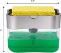 2 in 1 Soap Pump Plastic Dispenser for Dishwasher Liquid; Holder (Random Colour; Standard; 385ml) Free Sponge. 