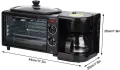 3-in-1 Family Size Electric Breakfast Station Coffeemaker Griddle Toaster Oven. 