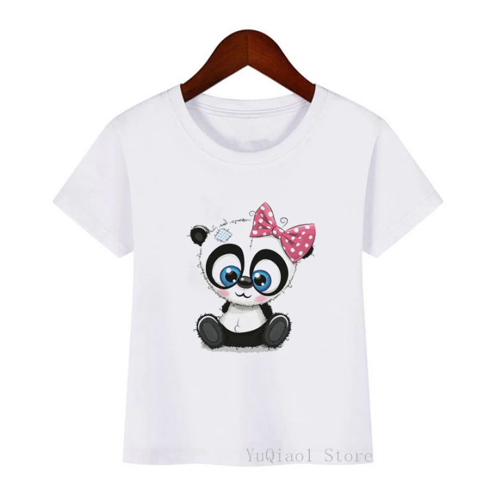 Cute cartoon panda/unicorn print kids clothes lovely boy girl T-shirt top summer white camisetas Child T shirt tee casual tshirt