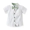 top and top Summer Kids Boy Gentleman Clothes Set Short Sleeve Shirt Tops+Suspender Shorts Casual Outfits Little Boys Clothing. 