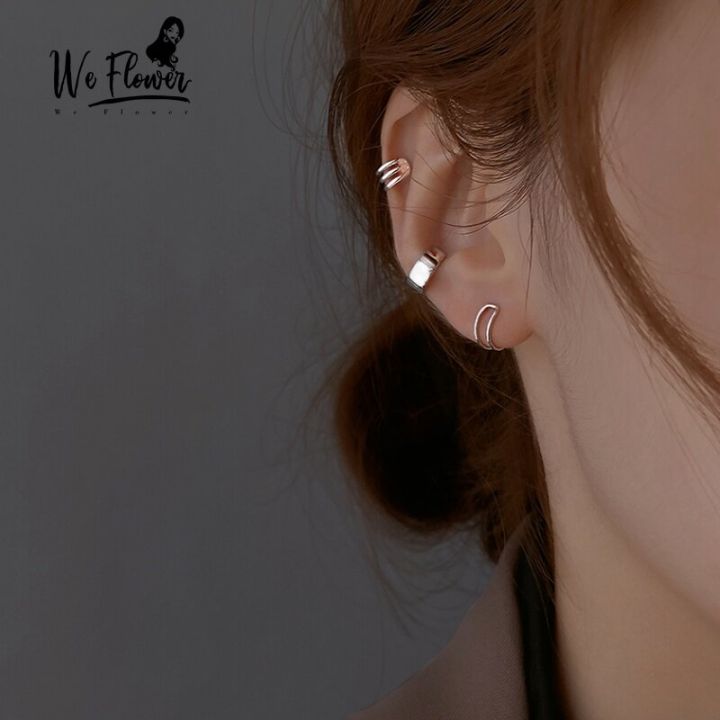 ZIME】3PCs/set Non-Piercing Geometric Ear Cuff Clip Earrings for