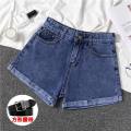 Buy One Get One Free Denim Shorts for Women 2024 New Summer Thin High Waist a Super Slim Hot Pants Trendy Words ins. 