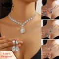 Carat Faux Crystal Jewelry Set Sparkling Waterdrop Crystal Choker Necklace Earrings Set for Women 2pcs/set Wedding Jewelry Women Wedding Jewelry Set. 