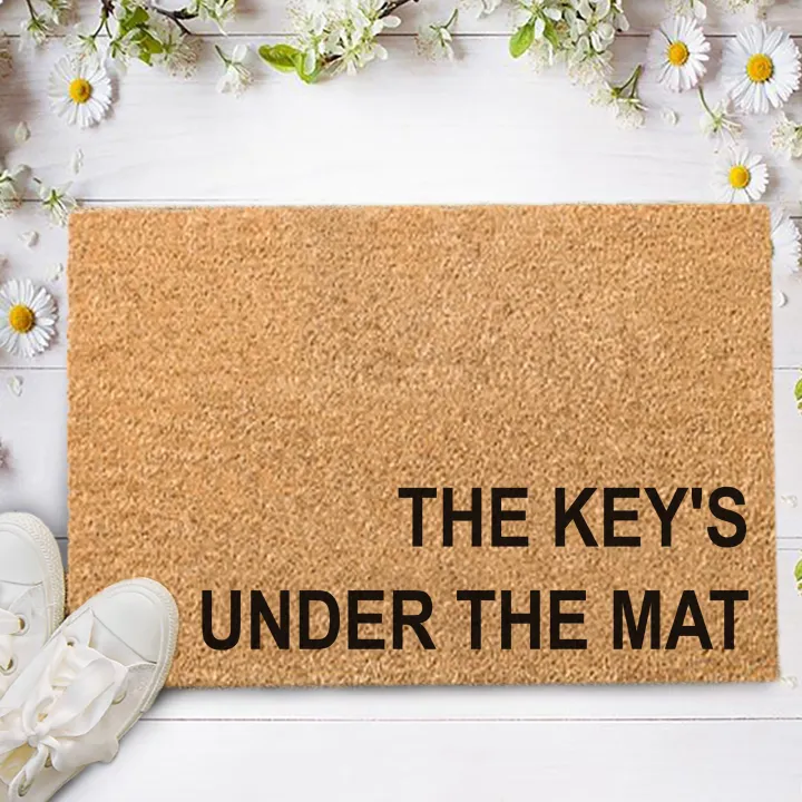 The%20Keys%20under%20the%20mat%20Personalised%20Welcome%20Rug.%20Coco%20Doormat.%20Coir%20Brush%20Mat.%20Welcome%20Rug.%20Welcome%20Carpet.%20Wording%20Rug%20-%20Image%203