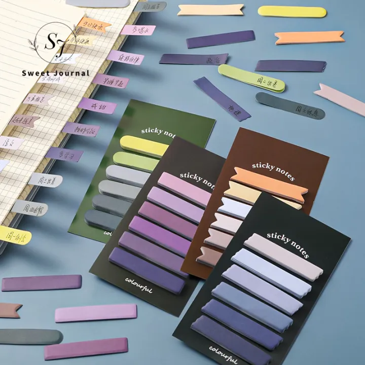 Sweet Journal 120 Sheets 6 Colors Morandi Gradient Color Sticky Notes Set Memo Pad Lable Sticker Bookmarks Notepad Sticky Index