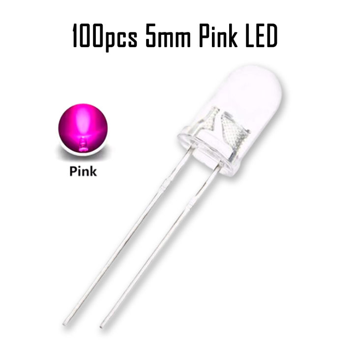 100pcs%205mm%20LED%20Red%20Green%20Blue%20Yellow%20Orange%20White%20Pink%20Warm%20White%20Clear%20Glass%20Light%20Emitting%20Diode%20-%20Image%207