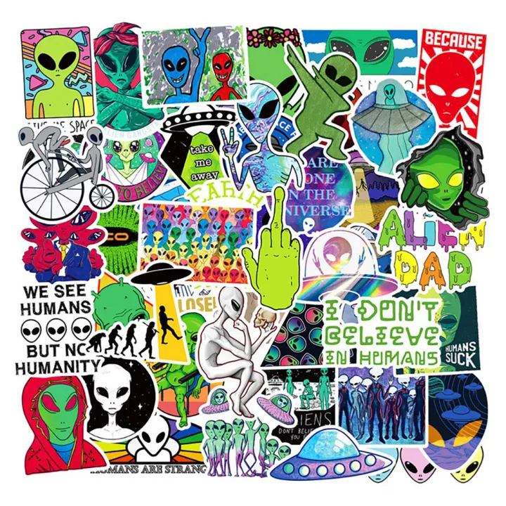 10/30/50pcs%20Aliens%20Ufo%20Cartoon%20Skateboard%20Fridge%20Guitar%20Lap%20Motorcycle%20Travel%20Luggage%20Classic%20Toy%20Decal%20-%20Image%204