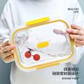 Separated Glass Bento with Lid Office Worker Citylong Microwave Lunch Box Heating Temperature Dedicated Bowl Lunch Box Fresh-Keeping. 