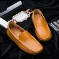 【ALLGOOD】Eic Plus Size 46 47 Men's Cow Leather Loafers Moccasins Shoes Casual Driving Shoes Slip on Flat Shoes for Men Kasut Lelaki(Black,Blue,Brown). 