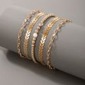 5pcs/sets Bohemian Leaf Gold Bracelets for Women Charms Beaded Chain Adjustable Jewelry Accessories  15774. 