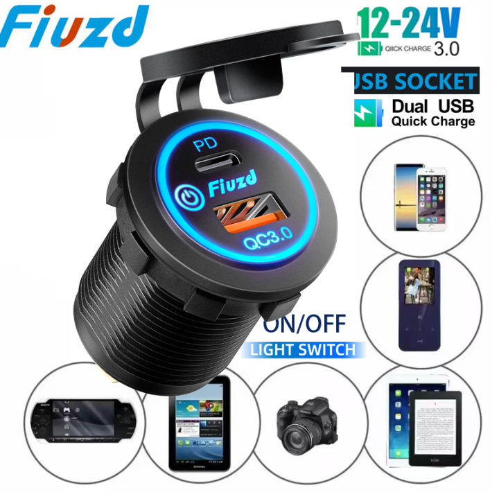 Quick Charge 3.0 Dual USB Fast Car Charger Socket 60W Waterproof 12V ...