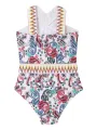 Women Knit Bodysuits Bathing Suit Vintage Floral Print Cross Sleeveless Backless Swimsuits Summer Swimwear Bikini. 