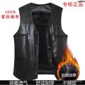 Leather Waistcoat Fleece-lined Thickened Middle-Aged and Elderly Men's Thermal Vest Leisure Vest Dad Wear Autumn and Winter Vest Men's Coat _. 