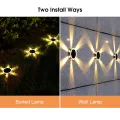 Auoyo solar led outdoor ground garden light Waterproof Courtyard Wall Step Lamp Decoration Solar Fence Light Round Warm Lighting. 