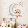 Cartoon Bear Cloud Wall Stickers for Kids Rooms Baby Boys Girls Room Bedroom Decor Nursery Wallpaper Star Kids Room Decoaration. 