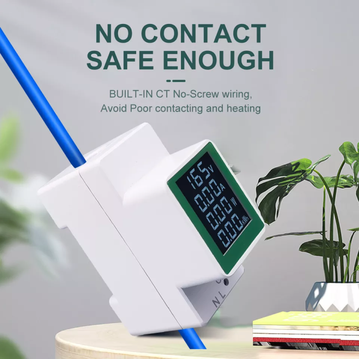 4IN1 din rail AC monitor with Built in CT 110V 220V 100A Voltage Current KWH Electric energy meter VOLT AMP voltmeter ammeter Wattmeter