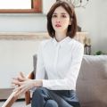 2023Spring and Autumn NewVCollar White Shirt Women's Long Sleeve Formal Suit Work Clothes Business Wear White Short Sleeve Shirt. 