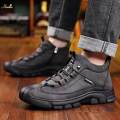 Winter Snow Boots Stylish Lightweight Ankle Booties Men's Winter Short Boots for Hiking Gray Size 41. 