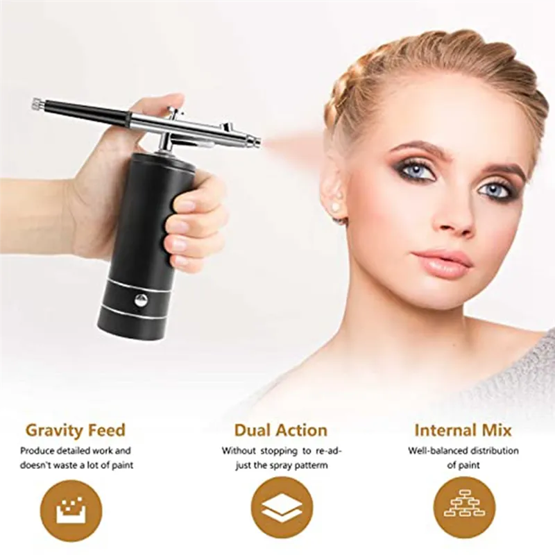 Airbrushset Met Compressor – USB-oplaadbaar, Dubbele Actie, Voor Nagels, Modelbouw, Tatoeages En Cake Decoratie