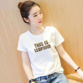 Summer Korean Style Letter White Short SleeveTShirt Female Student All-Matching Loose Half-Sleeved T-shirt Young Girls Girlfriends Top Clothes. 