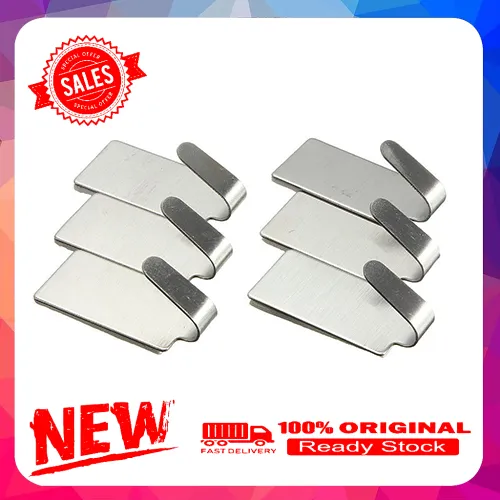 6Pcs/Lot Self Adhesive Stainless Steel Wall Glass Stick Hooks Hangers Holders