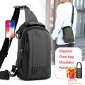 Multifunctional fashion chest bag waterproof nylon cloth messenger bag trendy men's shoulder bag charging chest bag. 