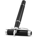 STONEGO 0.38mm Extra Fine Nib Fountain Pen, Black Metal Calligraphy Writing Gift Pen. 