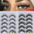 5 Pairs 3D Faux Mink Hair False Eyelashes Wispies Fluffies Drama Eyes;lashes Natural Long Handmade Cruetly Free Thick Volume Lashe. 