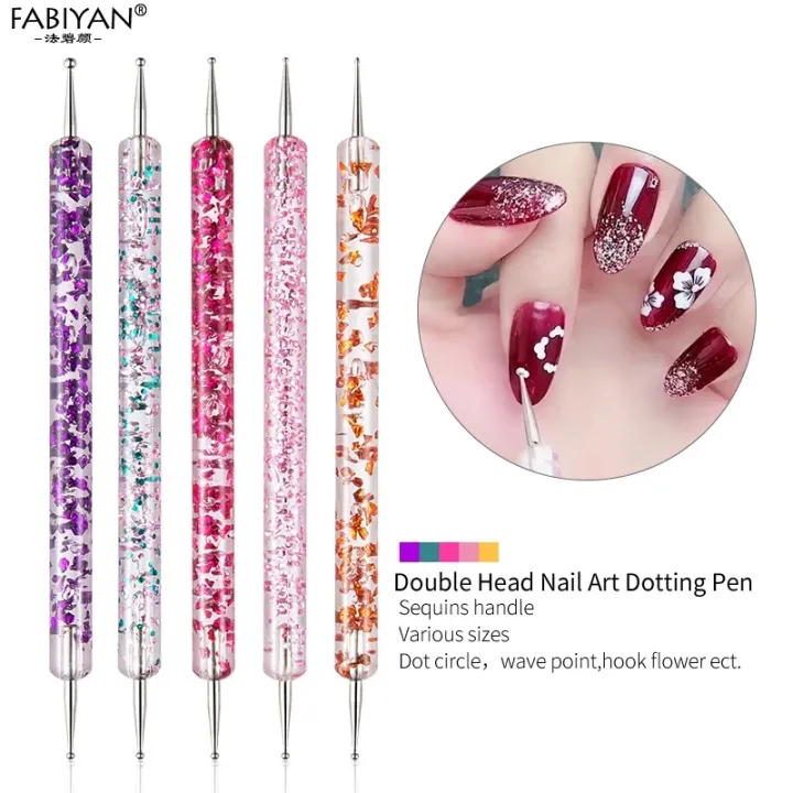 5Pcs%20Set%20UV%20Gel%20Painting%20Nail%20Art%20Dotting%20Pen%20Acrylic%20Handle%20Rhinestone%20Crystal%202%20Way%20Manicure%20Tools%20Kit%20-%20Image%203