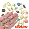 13Pcs/set Conch Seashell Enamel Charms Pendants -DIY Bracelet Necklace Handmade Jewelry Making Accessories. 