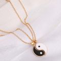 2 Pcs/Set Necklace Tai Chi Chain Stainless Memorial Couple Pendents for Gift. 