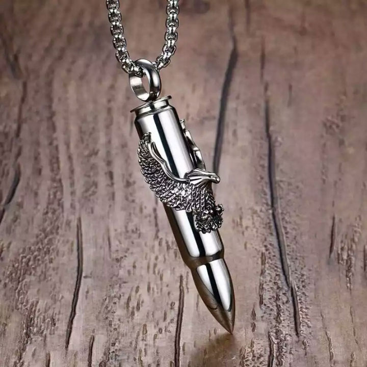 Stainless%20Steel%20Eagle%20Bullet%20Pendant%20Necklace%20Silver%20-%20Image%203