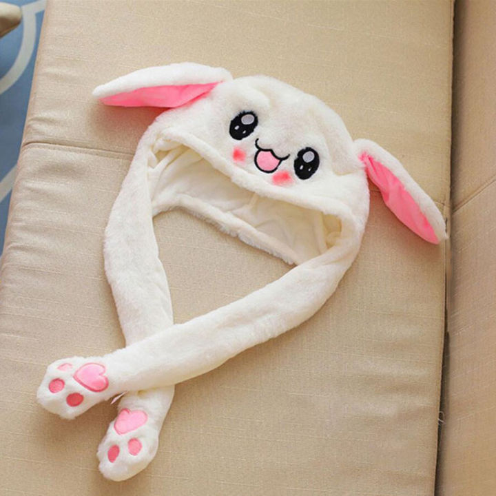 Toy Hat Pinch Long Ears Moving Hat Plush Rabbit Ears Hat Funny Hat ...
