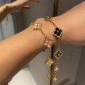 4 Leaf Flower Bracelet Black Clover Bracelets Stony Hand Chain Women's Luxury Jewelry For Female. 