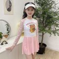 Girl Swimsuit Quick-Drying 2024 Split Smaller and Big Kids' Swimwear Skirt Long Sleeve Children's New Primary and Secondary School Students Sun Protection. 