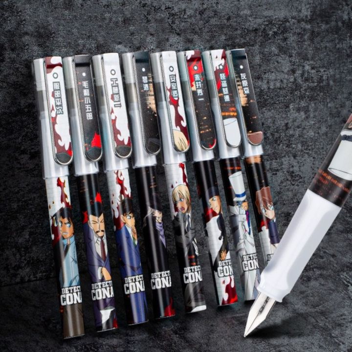 Calligraphy Anime Cartoon Conan Fountain Pens EF0.38mm Handwriting Signature Pen Drawing Learning Ink Pen Student Use