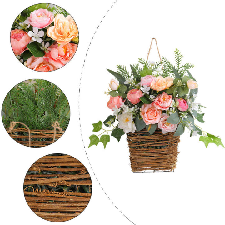 Pink%20%20Hydrangea%20Good%20Quality%20Plastic%20Door%20Hanger%20Basket%20Wreath%20Wildflowers%20for%20%20Porch%20-%20Image%205