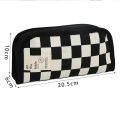 【HOT】 Kawaii Checkerboard Pencil Case Large Capacity Canvas Pen Bag Fashion Stationery Box Back To Schoolfor Girls School Supplies. 