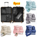 8pcs/set Travel Storage Bag Set Luggage Bag For Clothes Suitcase Organizer Pouch Cosmetics Shoes Packing Bag. 
