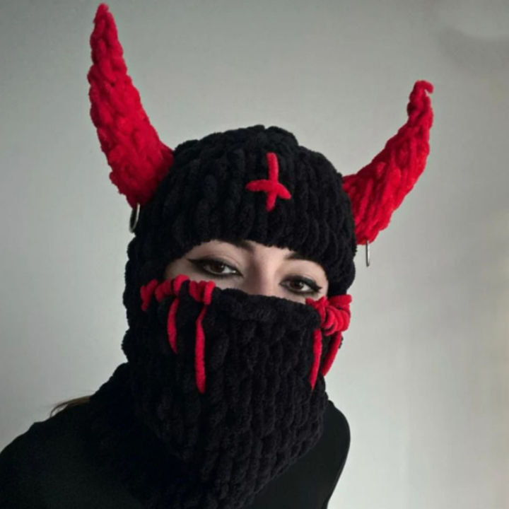 Y2K Unique Hat Headgear Winter Warm Gothic Vintage Christmas NightClub ...