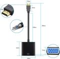 HDMI to VGA, Gold-Plated HDMI to VGA Adapter Without Audio (Male to Female) Compatible for Computer, Desktop, Laptop, PC, Monitor, Projector, HDTV, Chromebook, Raspberry Pi, Roku, Xbox and More - Black. 