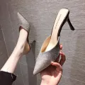 High Heel Shoes for WomenIn The Summer of , The New Versatile Net Red Half Slipper Baotou Sandal High-heeled Slipper Women Wear Fashionable Thin Heel Pointed Toekasut Tumit Tinggi Wanita 814. 